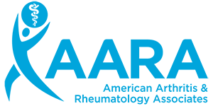 Linked logo of styled person holding ball with text reading AARA American Arthritis and Rheumatology Associates 